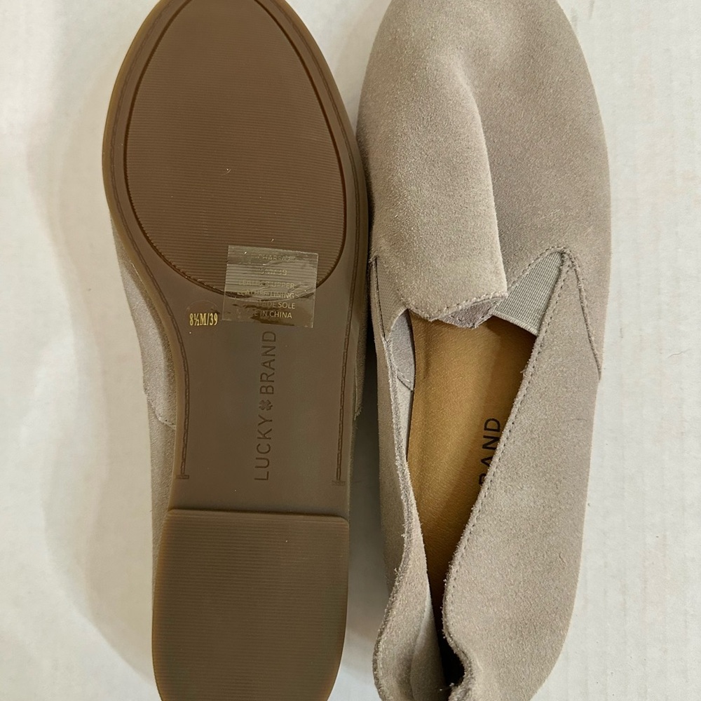 Lucky Brand Women’s Taupe Suede Slip-On Flats Loafers NEW 8.5